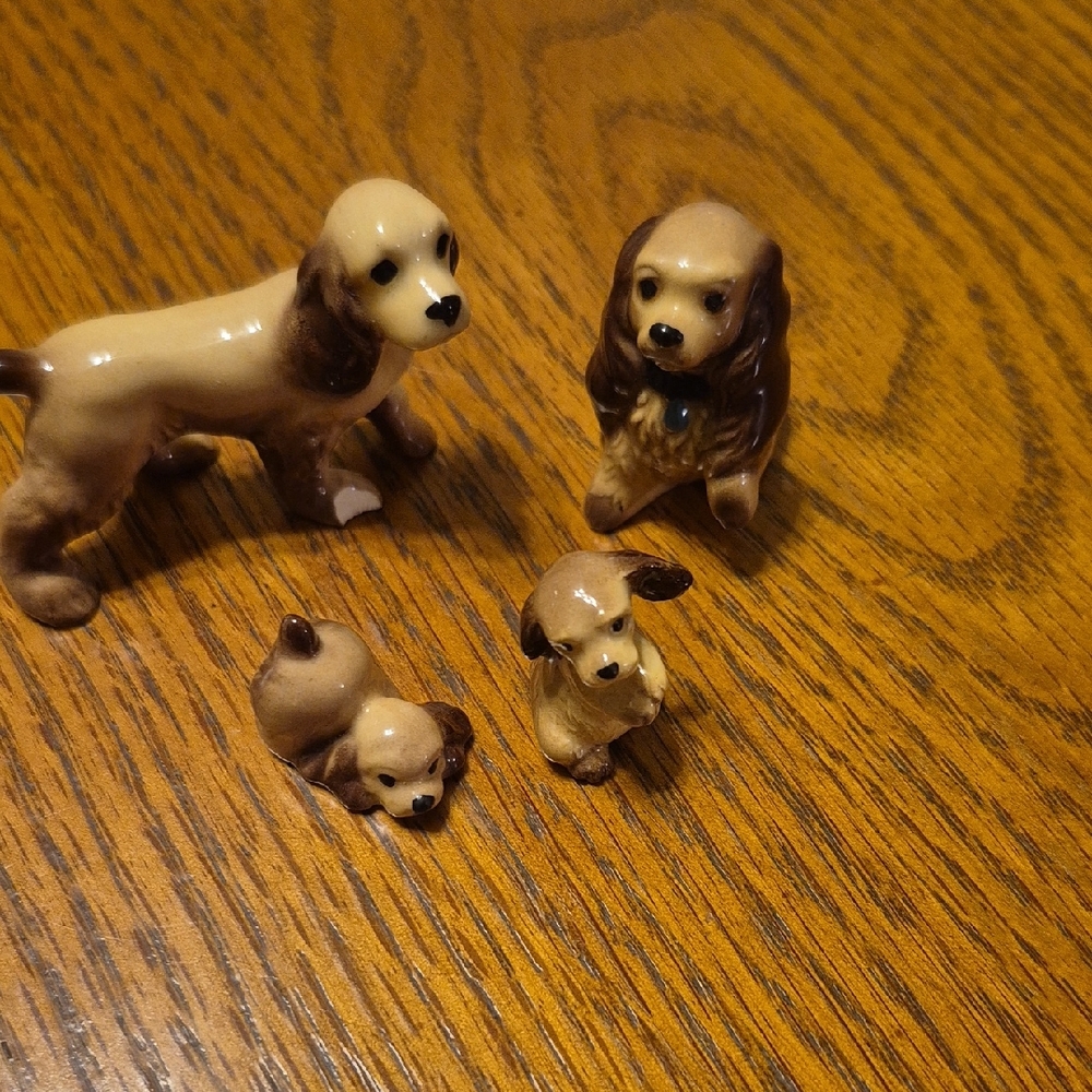 Cocker Spaniel Dogs Puppies Hagen Renaker 4 Miniature Ceramic